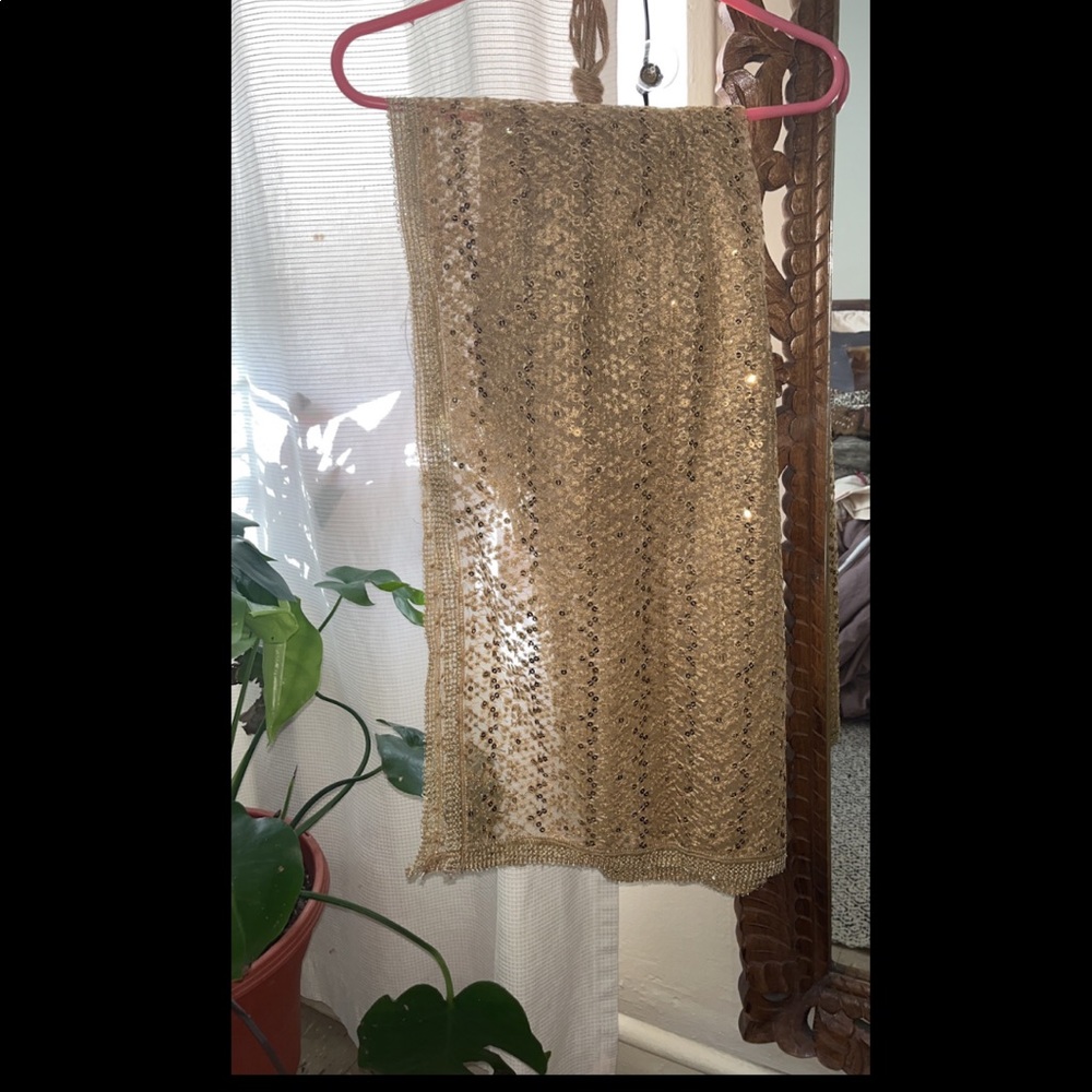 Gold Sequined Women’s Dupatta